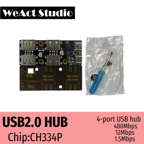 WeAct USB2.0 HUB CH334P USB2.0 4-Port HUB Module Upstream High/Full Speed Downstream 480Mbps 12Mbps
