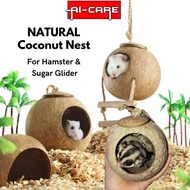 Sugar Glider Hamster Nest Habitat House Natural Coconut Shell Bedding Hanging Ladder Screw Nest Bed 