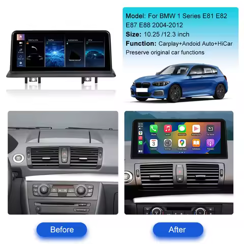 10.25 12.3 Inch QLED Screen Linux For BMW 1 Series E81 E82 E87 E88 2004-2012 Car Radio Multimedia Pl