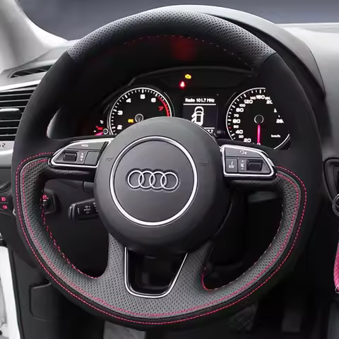 For Audi Q3 (8U) Q5 (8R) Q7 (4L) SQ5 (8R) 2013-2017 Hand-stitched non-slip black Genuine Leather sue