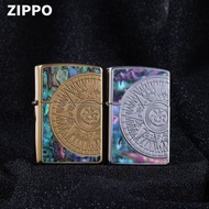 【美國經典火機品牌】Zippo「光芒星 航海地圖 彩繪玻璃 貝殼面」防風煤油純銀/黃銅套殼打火機