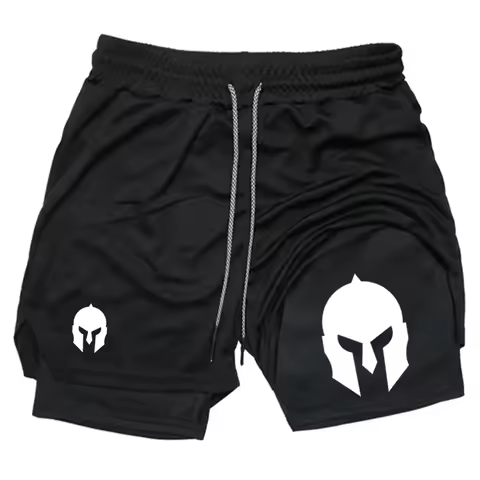 Athletic for Men's Double Layer Gym Shorts 2-in-1Athletic Workout Running Casual Streetwear Pants To