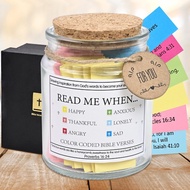 ManilaGo Bible Verse Jar Read Me When Colorful Bible Verses Glass Jars Holy Jar for Christian
