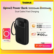 ✨ ❖ ◶ Baseus Qpow2 Power Bank 20000mAh 10000mAh PD 22.5W 20W Built in Dual-Cable and Digital Displa