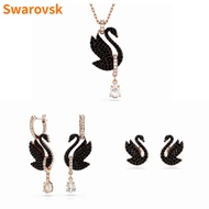 หงส์ดำ ต่างหูสตั๊ด ของขวัญเครื่องประดับคริสตัล สวารอฟสกี้ สำหรับผู้หญิง Luxury Black Swan Stud Earri