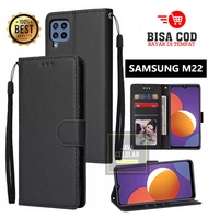 Samsung Galaxy M22 Flip Case Kulit - Casing Dompet Case Wallet Leather Flip Case Samsung Galaxy M22 Casing hp leather dompet kulit Flip Cover Wallet