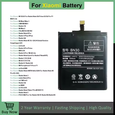 Battery For Xiaomi Redmi Note Max Mix 2 3 3S 3X 4 4X 4A 5 5A 5S 5X M5 6 6A 7 7A 8 8T 9 9A M9 SE Pro 