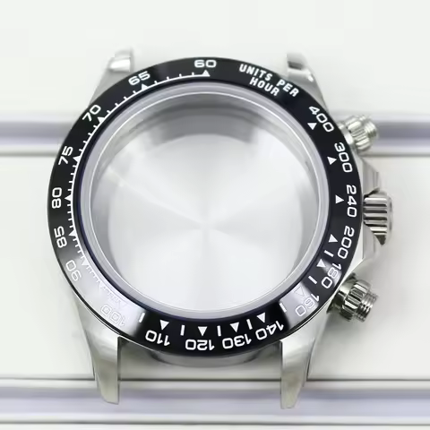 39mm VK63 Watch Case Silver Watch Accessories Stainless Steel Sapphire Crystal Waterproof For Seiko 