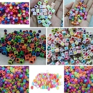 +%+%+%] 6mm Square Letter Beads/ Letter Alphabet Beads Mix