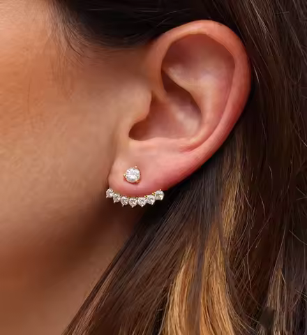 New Arrival AAA cubic zirconia front back double side cubic zirconia AAA cz studs anti allergy 2017 