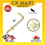 BLACKRINO 1" Brass Plated Screw L Hook Screw