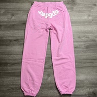 ชุดกางเกงฮู้ดลายเว็บผีเสื้อ Sp5der 555555 สีชมพู กางเกงวอร์มแขนยาวผ้าฝ้ายลายเว็บผีเสื้อสำหรับผู้ชาย 