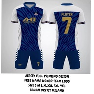 Kaos Setelan Futsal Jersey Sepak Bola Voli Keren Full Printing Pria Set White Navy and 92