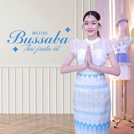 MYT x BELLITA BRAND : [BT245] : Bussaba : Dress เดรสไทยสีขาวฟ้า พร้อมส่ง