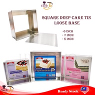 Aluminium Deep Square Cake Tin Mould With Loose Base (Deep 85mm) - 6/7/8/9 Inch / Loyang Segi-empat Tinggi Pangkal Longgar