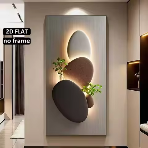 2D Flat, Large Frameless Modern Abstract Canvas Wall Art , Modern Wall Hanging for Bedroom, Office, 