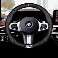 GTIOATO Car Carbon Fiber Leather Steering Wheel Cover Auto Universal 38CM Steering Wheel Protective Cover Car Interior Accessories For BMW F10 F46 G30 F20 F48 X1 X2 X3 X4 1 2 3 5 Series M2 M5 216 218I 318I 320I 520I