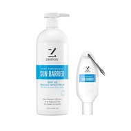 Zealios Sun Barrier (32 oz) - SPF45 Paraben-Free Active Sunscreen Lotion - Includes 2oz Refill Bottl