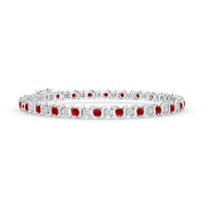 Natural Ruby Tennis Bracelet for Women in 14K White Gold () | July Birthstone Jewelry Gift for Her |