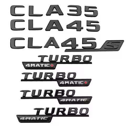 3D ABS Black Car Letters For CLA35 CLA45 W117 C117 CLA45S C118 W118 Trunk Sticker TURBO 4MATIC Emble