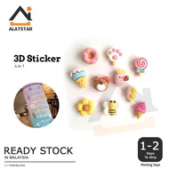 Alatstar 4pcs 3D Sticker Waterproof Bottle DIY Craft Sticker Cute Cartoon Cup Sticker Vacuum Flask Kids Toy