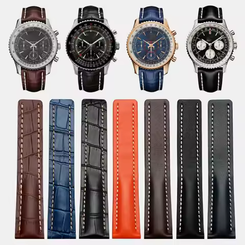 22mm 24mm Soft Calfskin Leather Watch Strap Band for Breitling Watchband Avenger/navitimer Premier B