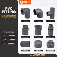 PVC Fitting Connector 15mm 20mm 25mm Socket Elbow Tee PT Valve End Cap Tank Connector for PVC Pipe