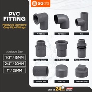 PVC Fitting Connector 15mm 20mm 25mm Socket Elbow Tee PT Valve End Cap Tank Connector for PVC Pipe