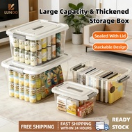 LUNOO 46L Transparent Storage Box With Lid Stackable Clothes Toys Storage Organizer Box Large Capaci