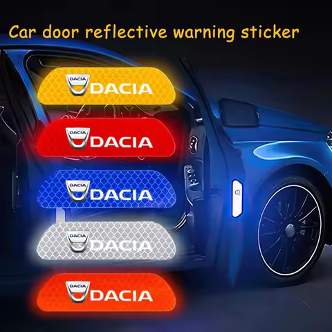 4Pcs Car Logo Sticker Door Reflective Mark Safety Warning For Dacia Duster Logan Spring Sandero Step
