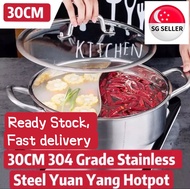 [LOCAL SELLER] 30CM Yuan Yang Large Dual Steamboat Hotpot 304 Stainless Steel Induction Pot with Divider