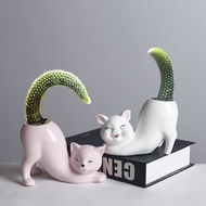 Hot Sale-Creative Cartoon Cat Tail Post Ceramic Flowerpot Succulent Monkey Tail Post Cactus Cute Flo