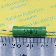 HIJAU 6W4K7J GREEN 4K7 6W WIREWOUND RESISTORS 4k7 6watt copper feet 4.7 kilo ohm 6 watt resistor 4.7