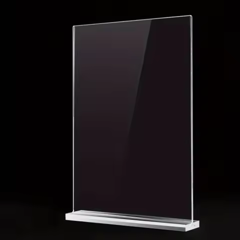 1pc Acrylic Changeable Letter Board Sign Holder, Double-Sided T-Type,A4 A5 A6 Sizes,Transparent Menu