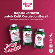 Dermathib 3 pcs package - Herbal Capsule Acne Supplement for Acne Scars, Anti-Acne, Contents 60 BPOM