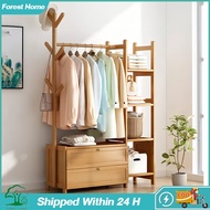 Clothes Hanger Rack Wooden Coat Rack with Drawer Floor Coat Hanger Wardrobe Cabinet almari baju