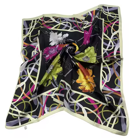 wholesale 90cm*90cm 100% pure silk scarves mulberry silk design scarf Luxury Brand hibiscus rosa sin