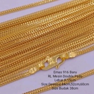 MESIN Machine Neck Chain DOUBLE Solid Gold 916 Gold 916 Gold 916 Gold BAJET 916 Chain 916 NECKLACE