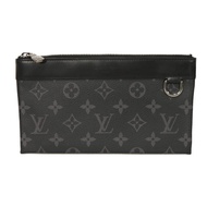 LOUIS VUITTON Discovery PM Pochette with LV logo, flower design, embossed D ring, black, mini clutch