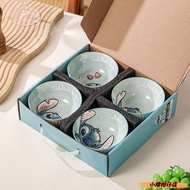 Ceramic Bowl Cute Bowl💖 Tablew Tableware Rice Bowl Stitch Ceramic Rice Bowl Disney Genuine Small Hou