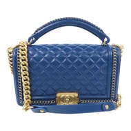 CHANEL 羊皮皮革Boy 25 With Handel金扣鏈帶肩背袋