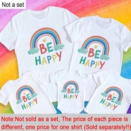 Be Happy Print Rainbow Family Set T Shirt Fashion Matching Outfit Baby Bodysuits Brother Sisters Tsh