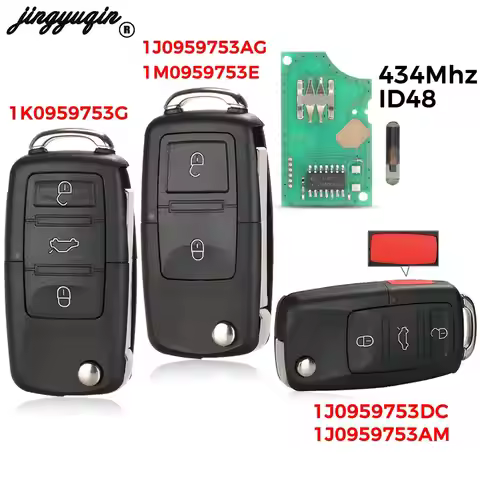 jingyuqin 2/3/4Button Flip Remote Key 315/434MHz ID48 Chip For VW For SEAT Altea Ibiza Leon Toledo T