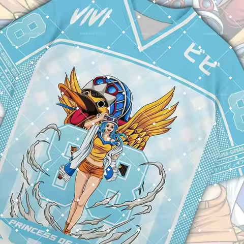One Piece Vivi 88 V Neck Jersey Cosplay Anime Alabasta Princess Y2k Korean Style Hockey T Shirt Fash