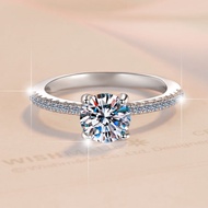 【 GRA Certificate Attached 】 2ct Pure Moissanite Ring, Fashionable 3-Diamond S925 Pure Silver Plated