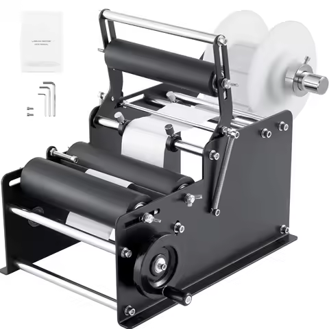 SucceBuy Manual Round Bottle Labeling Machine 15-20pcs/min Adjustable Labeler Bottles Diameter 0.78-