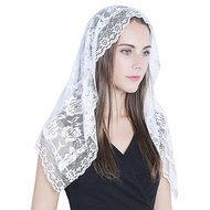White Bridal Lace Mantilla Veil Muslim Church Veil Short Shawl Veil 25.9.25