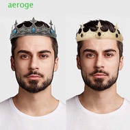 AEROGEM Baroque Crown, Vintage Antique Bronze King Tiara Crown, Trendy Elegant Shiny Headwear Ancien
