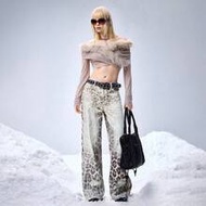 Women's Y2K Baddie Fashion Street Leopard Gradient Low Waist Loose Wide Leg Jeans