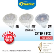PowerPac 3X LED Halogen Bulbs 5W/7W MR16 Warm White (PP6316WW/PP6313WW/PP6317WW)